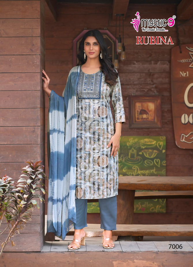 Rubina Vol 7 By Mystic 9 Rayon Kurti With Bottom Dupatta Suppliers In India